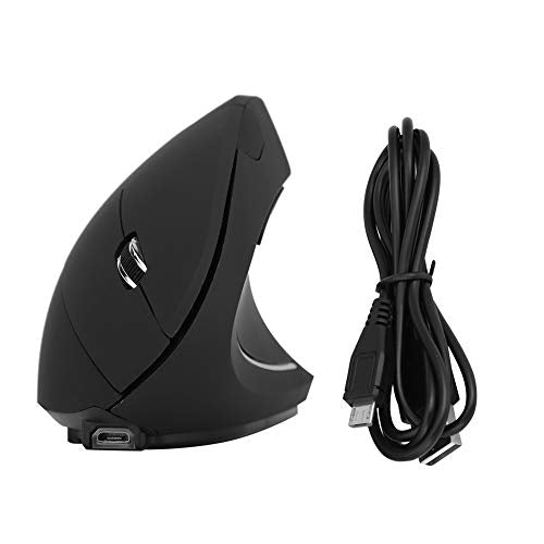 bizofft Vertical Mouse, 2.4GHz Wireless Laptop Accessory Black Wireless Mouse, Ergonomic Design Wireless Mouse for Office Home Computer Game 3 Adjustable DPI (800/1200/1600)