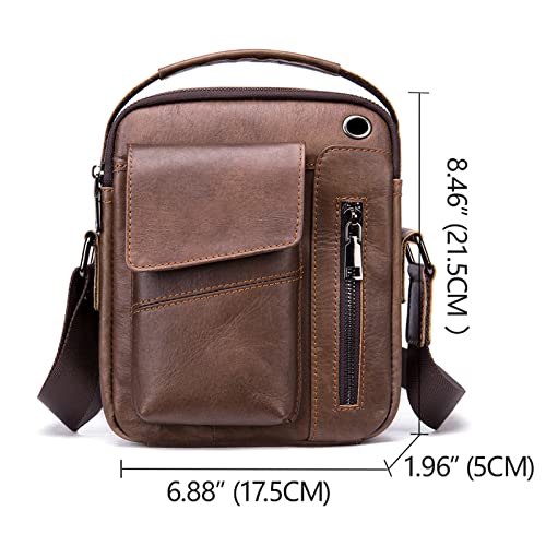 Harroo Shoulder Pack, Crossbody Bag for Men, Men Vintage Leather Shoulder Bag Outdoor Sports Travel Crossbody Bag Handbag Casual Bag Packï¼ˆBrownï¼‰