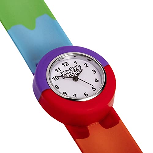 Multicolour Wacky Watch Slap On Strap Fast Fit Kids Childrens Silicone Band Unisex Instant Fit Any Size for Boys and Girls Learn to Tell The Time
