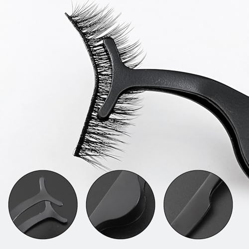 Durable Stainless Steel Eyelash Applicator Tool,Simple Black Lash Applicator Tool,Compact Portable False Eyelash Applicator Tool,for Loading and Unloading False Eyelashes for Girls Boys
