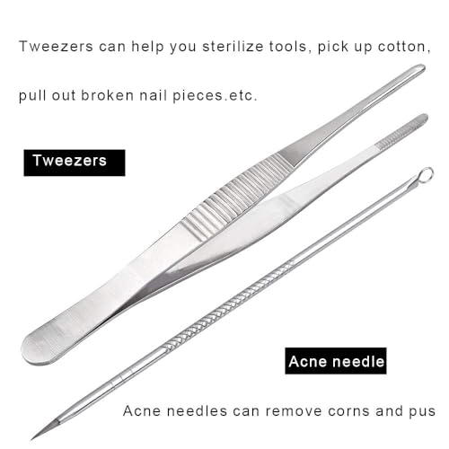 MAKINGTEC 10Pcs/Set Ingrown Toenail Tools Kit, Nail Treatment Foot Tool,Ingrown Toenail Removal Correction Clippers, Surgery Grade Nail File Lifter, Professional Pedicure Tool whit Storage Package