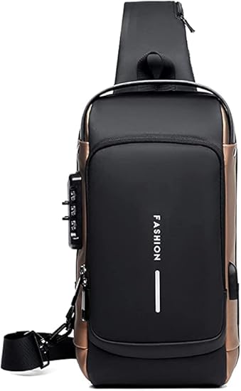 Furixin Anti-theft Sling Bag Business Men Bag Chest Crossbody bags with USB Charging Port Waterproof Small Backpack for Outdoor Work Hiking Running Sport Travel Bag Black (B)