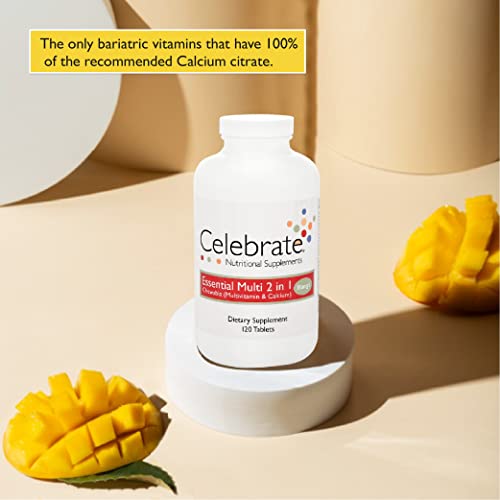 CELEBRATE Essential Multi 2-in-1 Bariatric Supplements â€“ Post Weight Loss Surgery Multivitamin (Mango)