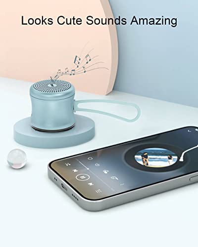 EWA A119 Mini Bluetooth Speaker with Lanyard, Small Speaker with Bass Radiator, IPX7 Waterproof, Tiny but Powerful, Super Cute Metal Wireless Portable Speaker for Home, Office, Travel, Outdoors (Blue)