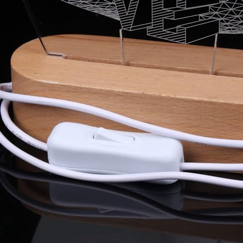 AMERTEER 3D Night Light - Romantic Heart Shape Illusion Lamp, USB Powered Acrylic LED Visual Love Gift with Wooden Base, Perfect for Valentine's Day, Wedding Anniversary & Bedroom Décor