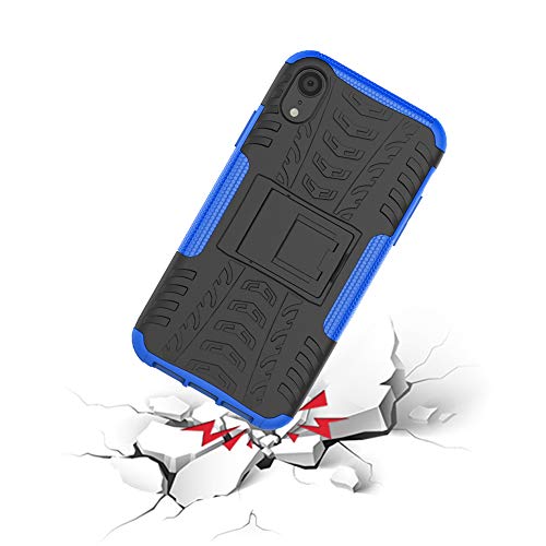 ALDHOFA iPhone XR Case,Heavy Duty Shock Proof Protective Phone Case,Dual Layer Hybrid Cover with Kickstand for iPhone XR 6.1" (2018)-Blue