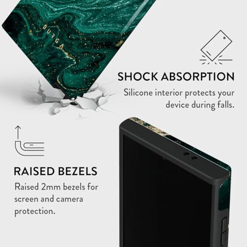 BURGA Phone Case Compatible with Samsung Galaxy S24 Ultra Mobile Phone Case Hybrid 2 Layer Hard Shell Silicone Protective Case Scratch Resistant Shockproof Cover (emerald pool)