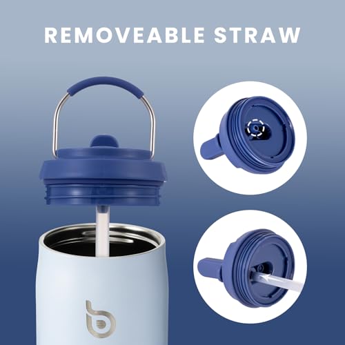 BOTTLE BOTTLE Stainless Steel Water Bottle with Straw and Lid, 32oz Vacuum Insulated Water Bottle Flask, Stay Cold for 24 Hrs, Hot for 12 Hrs, Leak-Proof Wide Mouth Sports water bottle, blue