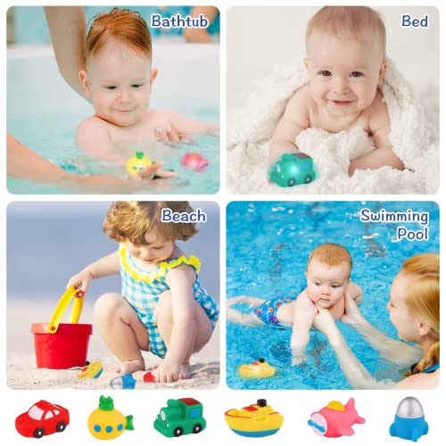 ELECDON Bath Toys Light-Up 6 Packs Floating Bath Toys Set for Baby Toddlers Kids in Birthday Shower Pool Bath Toys Boys Girls Children Preschool Bathtub Bathroom