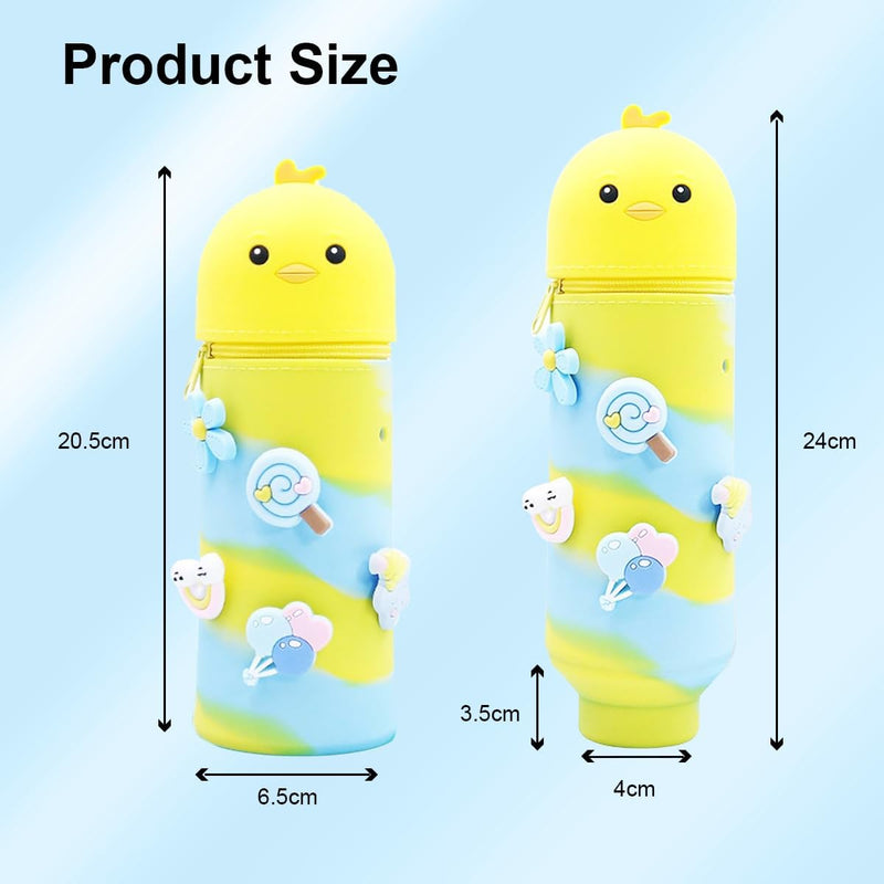 Pencil Case Girls Zip Stand Pencil Case Girls Silicone Soft Kawaii Table Pen Holder School Pencil Case Shake Pen