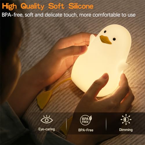 LEDHOLYT Kids Night Light - Cute Silicone Duck Nursery Lamp for Baby, Toddler, Boys, Girls - Squishy Animal Lamp for Bedroom, Kids Room - Gift (Seagull)