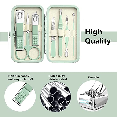 Manicure Set Men Women Nail Clipper Set 8in1 Stainless Steel Toe Finger Nail Clipper Personal Care Tools with Portable Travel Case Pedicure Tools Grooming Kit Gifts for Men Women Wife Family Friend