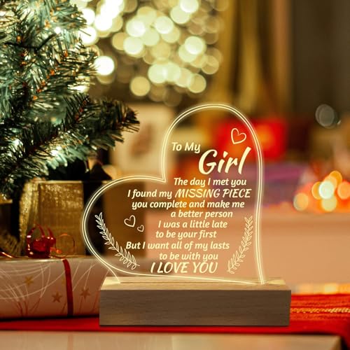 MAKINGTEC Romantic Gifts to My Girlfriend Engraved Night Light, I Love You Gifts for Her, Cute Girlfriends Birthday Anniversary Valentines Day Gifts for Girlfriend