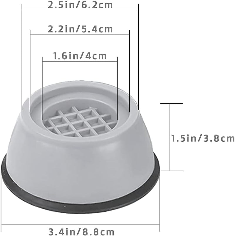 Washer Dryer Anti Vibration Pads with Suction Cup Feet, Fridge Washing Machine Leveling Feet
