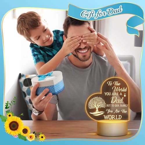 MAKINGTEC Fathers Day Night Light Gifts from Daughter and Son, Gifts for Dads Who Have Everything, Dad Birthday Gifts, Best Dad Ever Gifts, Engraved Night Light with Base
