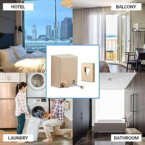 APAP Retractable Clothesline,4.2m Wall Mounted Clothes Drying Line, 304 Stainless Steel Clothes Line,Heavy Duty Stainless Steel Extendable Laundry Line for Indoor Outdoor Bathroom Balcony (Gold)