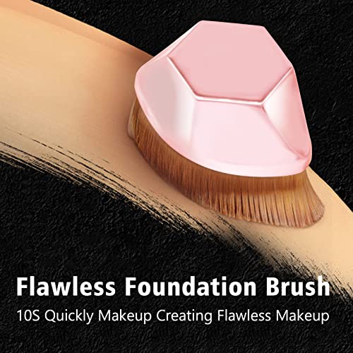 GNAFOTU 2 Pack Flawless Foundation Brush for Liquid Makeup, Flat Top Kabuki Foundation Brush, for Mix Liquid or Flawless Powder, Easy to Carry Make up Brush with Bonus Protective Case.