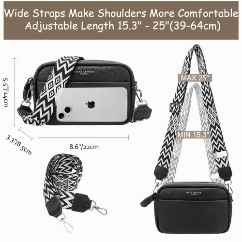 Efilra Small Crossbody Bag for Women, Genuine Leather Camera Bag Purse Crossbody, Women's Crossbody Handbag with Guitar Strap