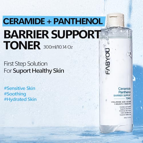 FABYOU Ceramide Panthenol Skin Barrier Support Toner 300ml – Korean Skincare for Deep Hydration, Soothing & Moisture Barrier care with a Non-Sticky, Gentle Daily Toner for Sensitive & Dry Skin