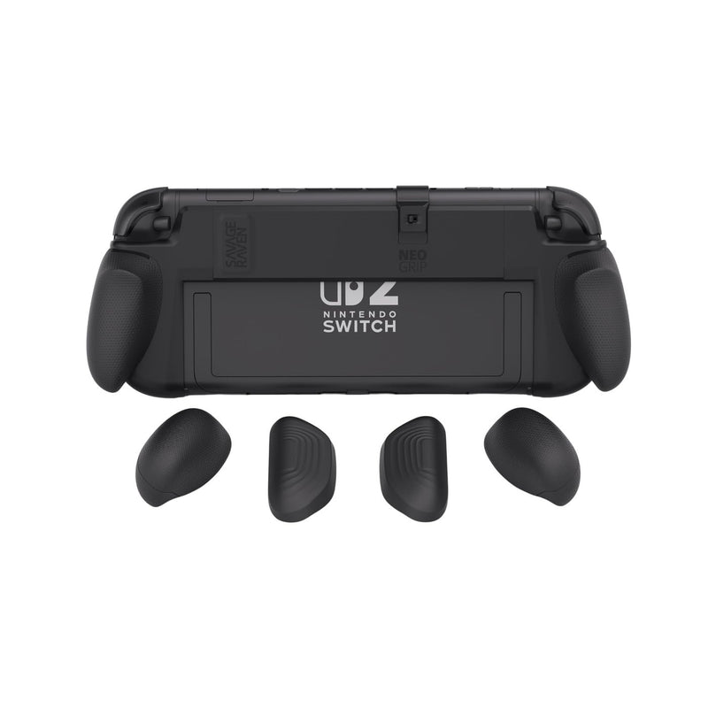 Savage Raven by Skull & Co. NeoGrip for Nintendo Switch 2: An Ergonomic Grip Hard Shell Handheld Case with Replaceable Grips [to fit All Hands Sizes] [No Carrying Case]- Black