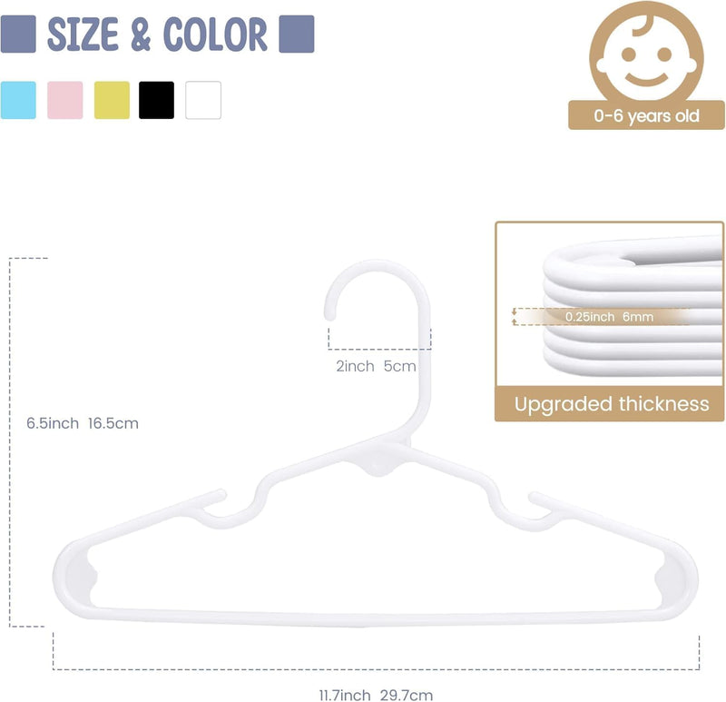 HOUSE DAY Kids Plastic Hangers for Closet, Children's Clothes & Baby Clothing - Ideal for Toddler and Child Pants, Coats, and More - Everyday Use (Colorful, 20 Pack)