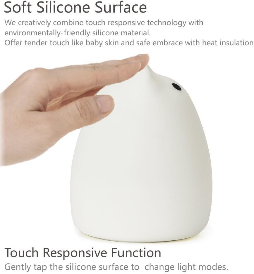 MOTIM Cute Kitty Night Light, Silicone Cute Lamp with Different Color Modes, Touch Sensor Control, Gift for Women Mom