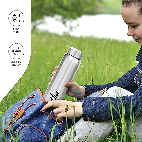 MILTON 3-Piece 950ml Stainless Steel Water Bottle, Single-Walled, BPA-Free, Leak-Proof, Rust-Free, Easy-Grip Fridge Bottle,Easy to Carry, Gym Bottle for Men, Kids, School & Travel - Aqua