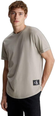 Jeans Men's Badge Turn Up Sleeve S/S Knit Tops - Elephant Skin