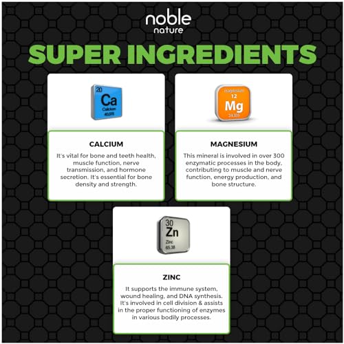 Noble Nature Calcium Magnesium Zinc with Vitamin D3 - Essential Mineral Supplement, 90 Tablets - Promotes Bone Health and Immune Support