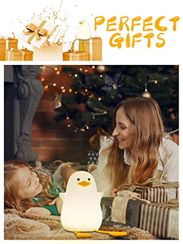 Ammonite Duck Night Light, Cute Silicone Duck Lamp, Soft Silicone Kids Nursery Night Light USB LED Touch Lamp Kids Bedroom Decor as Xmas Birthday Gifts for Boys & Girls