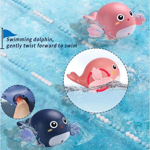 Masroo Bath Toys, Pool Toys Game Toys,10 Pack Cute Swimming Bath Toys With Fishing Net for Toddlers 1-3,Floating Wind Up Toys for Boy Girl, New Born Baby Bathtub Water Toys, Pool Toys Gift for 3+ Kids