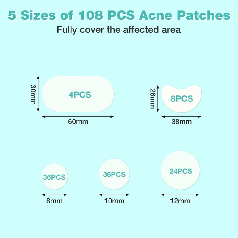 BUTBU 265 Pieces Pimple Pimple Pimple Patches Invisible Pimple Pimple Pimple Patches 2-in-1 with Tea Tree Oil Salicylic Acid Day and Night Waterproof and Breathable Get Rid of Acne Fast