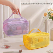 Travel Cosmetic Bag Mesh Clear Makeup Bag Women Portable Travel Toiletry Bags Makeup Organizer Bag with Handle Makeup Organizer for Travel (Green)