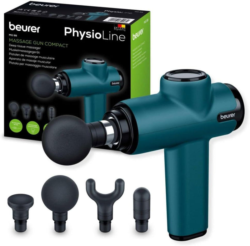 Beurer MG 99 Compact Massage Gun 4 Attachments Powerful Trigger Point Massage 5 Intensity Levels Rechargeable Battery 3 Year Warranty - MG 99