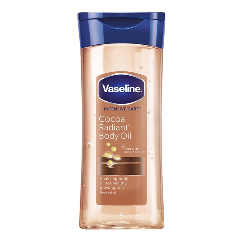 Vaseline Intensive Care Cocoa Radiant Vitalizing Body Oil With 100% Pure Cocoa Butter & Replenishing Oils For Long-Lasting Radiant Glow| Non-Greasy Body Gel Oil for Healthy & Glowing Skin| 200 ml