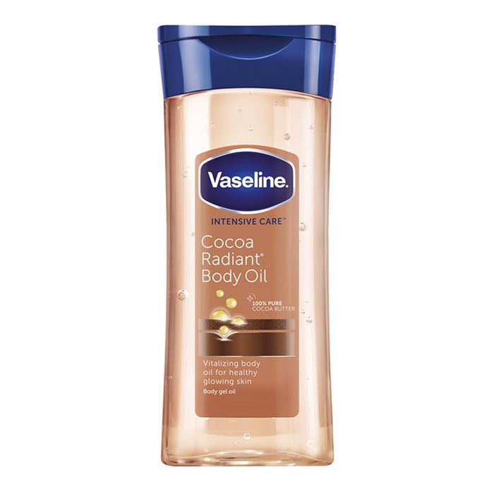 Vaseline Intensive Care Cocoa Radiant Vitalizing Body Oil With 100% Pure Cocoa Butter & Replenishing Oils For Long-Lasting Radiant Glow| Non-Greasy Body Gel Oil for Healthy & Glowing Skin| 200 ml