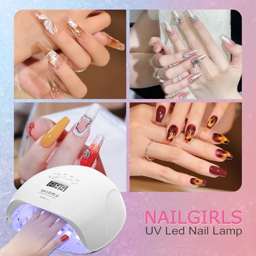 UV LED Nail Lamp, Nail girls 150W Nail Dryer for Gel Nail Polish 4 Timer Setting with Automatic Sensor, UV Nail Light Curing Lamp for Home, Salon