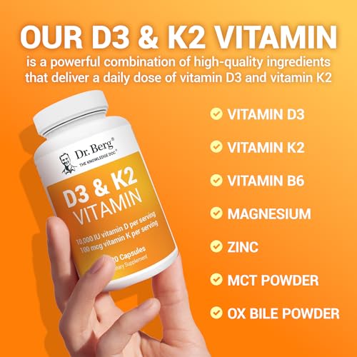 Dr. Berg Nutritionals Berg's D3 & K2 Vitamin Supplement With Purified Bile Salts - 120 Capsules