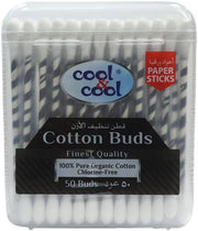 Cool & Cool Organic Paper Ear Buds - 50's - Black - Round Thick Tips,Cotton Swabs,100% Cotton,Double Tipped,Hygienic,Gentle & Safe Swabs for Ears