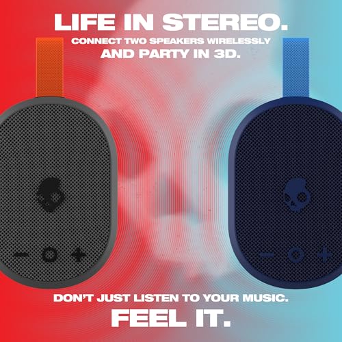 Skullcandy Ounce+ Wireless Bluetooth Speaker - IPX7 Waterproof Mini Portable Speaker with 16 Hour Battery, True Wireless Stereo, and Ballistic Nylon Carry Strap