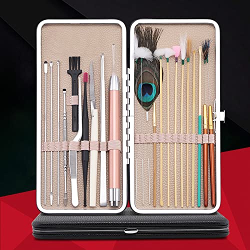 XZEIT Ear Spoon, Ear Cleaning Tools Earwax Removal Kit Ear Pick Set Earwax Remover Spoon Ear Care Tools Adult Earpick with LED Light (Color : Hortel�)
