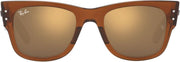RB0840s Mega Wayfarer Square Sunglasses - Transparent Brown/Light Brown Mirrored Gold