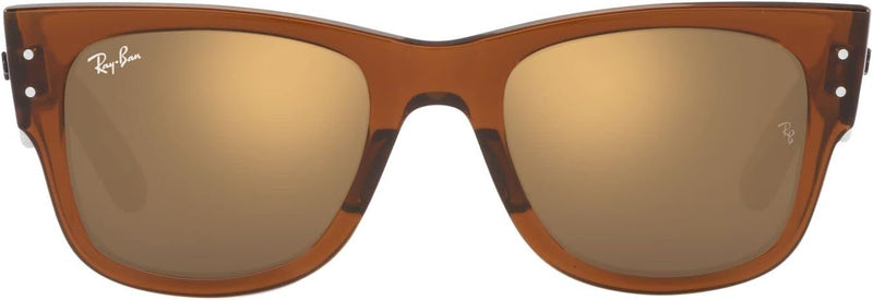 RB0840s Mega Wayfarer Square Sunglasses - Transparent Brown/Light Brown Mirrored Gold