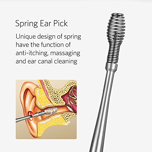 Geengle 8 Pcs Ear Pick Earwax Removal Kit, Ear Cleansing Tool Set, Ear Curette Ear Wax Remover Tool with a Cleaning Brush and Storage Box