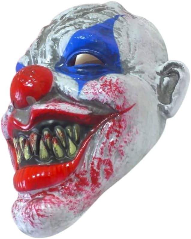 FAM Horror Clown Face Mask for Halloween-Scary Costume for Men & Women-Creepy Full Head Latex Mask- Perfect for Costume Parties, Haunted Houses, and Cosplay