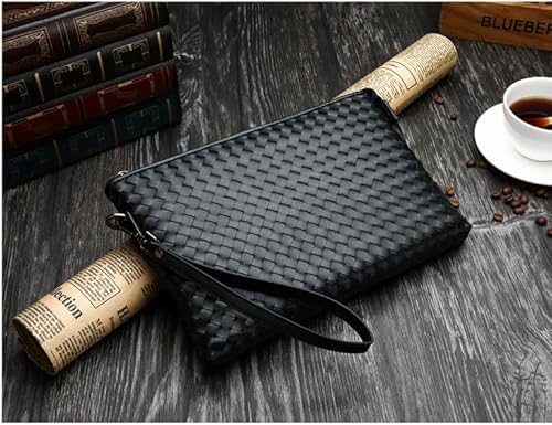 Men's Bag, Fashion Cowhide Clutch Bag, Rectangular Handbag, Unisex Business Bag (Black)