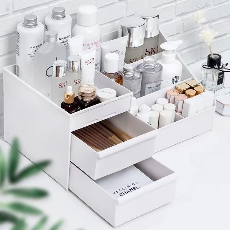 URbazaar Makeup Organizer With Drawers, Large Capacity Desk Organizer, Organizer and Storage for Cosmetics, Lipsticks, Jewelry, Skincare, Holder for Brushes,Eyeshadow,Dresser Countertop