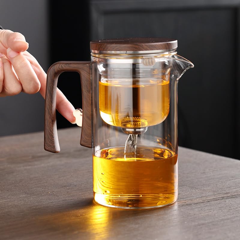 SLEEPHEADÂ®Enchanti Tea Pot,Water Separation Glass Teapot,Filter Teapot with Dual Infusers,Enchantipot Magic Tea Pot,Glass Teapot with Strainer,Infuser,Automatic Magnetic Teapotï¼Œheat Resistant (520ml)
