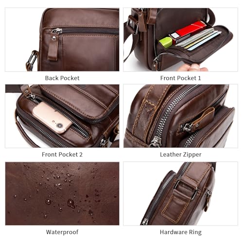 BAIGIO Men's Genuine Leather Shoulder Bag Messenger Briefcase CrossBody Handbag Satchel Travel bag