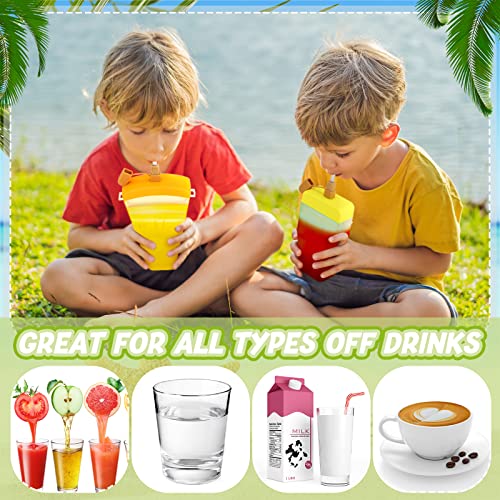 Honeydak 3 Pieces Cute Water Bottles with Straws Creative Kawaii Camera Shaped Ice Cream Bar Watermelon Adjustable Strap Plastic Water Bottle for Travel School Sport Kids (Fresh Style, Yellow)